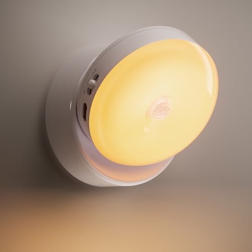 JACKYLED Nachtlicht mit Bewegungsmelder, 360° Magnetfuß, LED Wandleuchte Akku, 2 Modi, 3000K Warmweiß, Innenbeleuchtung für Schlafzimmer, Treppenbeleuchtung, USB-C wiederaufladbar mit 1M Kabel, Weiß von JACKYLED