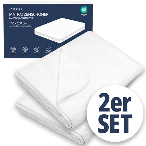 JACOBSON Matratzenschoner 100 x 200 cm - 2er Set - wasserdichte Matratzenauflage - atmungsaktiver Matratzenschutz (100x200cm, 2er Set) von JACOBSON