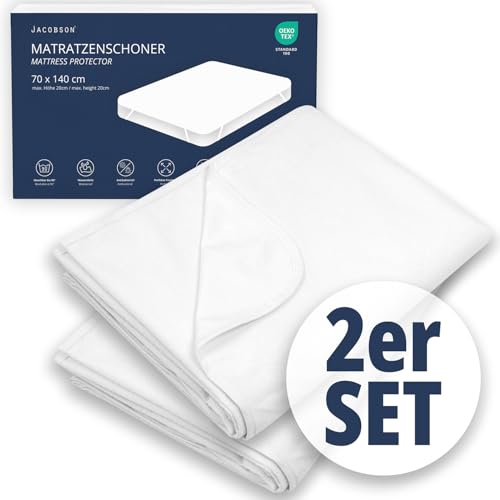 JACOBSON Matratzenschoner 70 x 140 cm - 2er Set - wasserdichte Matratzenauflage - atmungsaktiver Matratzenschutz (70x140cm, 2er Set) von JACOBSON