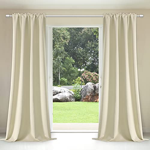 JADE POKE Beige Raumverdunkelung inhärent schwer entflammbare Vorhänge für Schule Klassenzimmer Schlafsäle, Schalldämmung Wärmeisolierung Vorhänge, 132 x 243,8 cm, Beige, 2 Paneele von JADE POKE