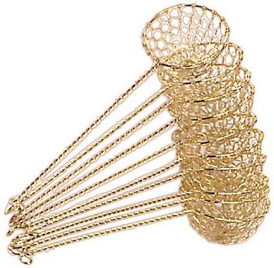 10er Pack Fondue-Sieb, Ø 6cm, L 22cm, goldfarben, Sieblöffel für Feuertopf, Mongolentopf von JADE TEMPLE