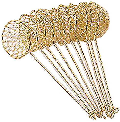 JADE TEMPLE 17059 Fondue-Sieb aus geflochtenem Edelstahl in Gold, 18/8 von JADE TEMPLE