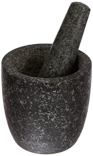 JADE TEMPLE 17200 Steinmörser mit Stößel im Set, effektives und einfaches mörsern, aus massivem Granit mit 12 cm Durchmesser und 12 cm Höhe, Grau von JADE TEMPLE