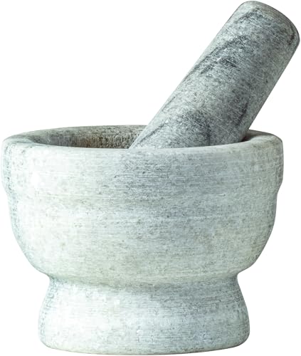 JADE TEMPLE 17438 Marmor Mörser mit Stössel, Steingut, Grau von JADE TEMPLE