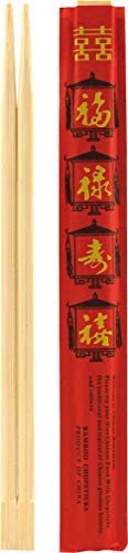 JADE TEMPLE Einweg Essstäbchen aus Bambus, 21 cm, paarweise verpackt mit asiatischem Motiv, geschmacksneutral, 100 Paare pro Vorteilspackung, Braun von JADE TEMPLE