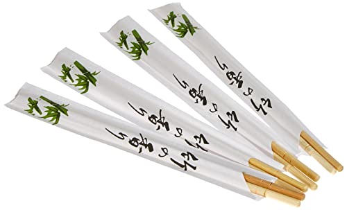 JADE TEMPLE Einweg Essstäbchen aus Bambus, 21 cm, paarweise verpackt mit asiatischem Motiv, geschmacksneutral, 100 Paare pro Vorteilspackung, Braun, 47 x 23 x 32 cm von JADE TEMPLE