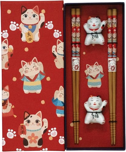 JADE TEMPLE Essstäbchenset Maneki Neko Bänkchen rot - 1 Set JADE TEMPLE Essstäbchenset Maneki Neko Bänkchen rot - 1 Set von JADE TEMPLE