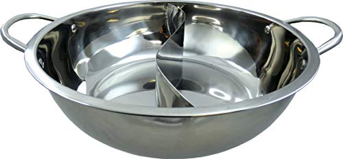 JADE TEMPLE Hot Pot Wok, stainless steel, mit praktischer Trennwand und 32 cm Innendurchmesser, mit Doppelgriff, 1x Hot Pot Wok von JADE TEMPLE