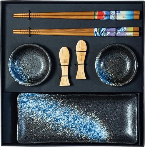 JADE TEMPLE Keramik Sushi Set mit Dippschale und Stäbchen - 1 Set von JADE TEMPLE