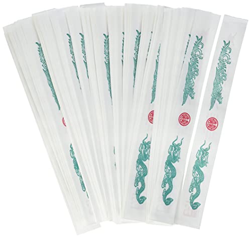 JADE TEMPLE Papierhülle für Essstäbchen, mit asiatischem Drachen-Motiv, 200 Stück pro Vorteilspackung, Mehrfarbig, weiß, 32 x 30.5 x 18 cm von JADE TEMPLE
