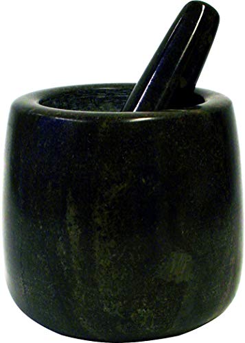 JADE TEMPLE 17172 TEMPLE Steinmörser mit Stößel im Set, effektives und einfaches mörsern, aus massivem Granit mit 11 cm Durchmesser und 12 cm Höhe, Grau von JADE TEMPLE