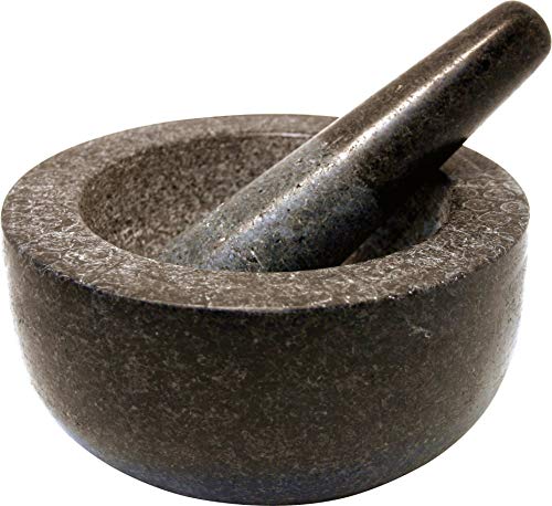 JADE TEMPLE 17170 Steinmörser mit Stößel im Set, effektives und einfaches mörsern, aus massivem Granit mit 18 cm Durchmesser und 8,5 cm Höhe, Grau von JADE TEMPLE