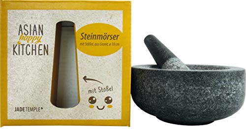 JADE TEMPLE Steinmörser mit Stößel im Set, effektives und einfaches mörsern, aus massivem Granit mit 18 cm Durchmesser und 8,5 cm Höhe von JADE TEMPLE