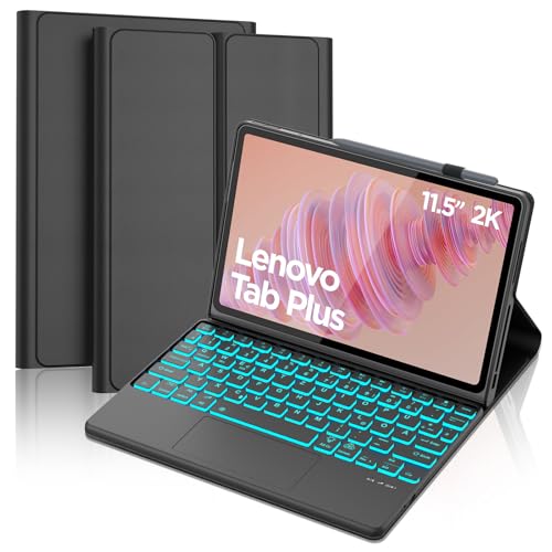 JADEMALL Hülle mit Tastatur für Lenovo Tab Plus 11 Zoll 2024, 7-farbige Hintergrundbeleuchtung Touchpad Tastatur für Lenovo Tab M11 Tablet Magnetisch Abnehmbarer mit QWERTZ Layout, Schwarz JADEMALL Hülle mit Tastatur für Lenovo Tab Plus 11 Zoll 2024, 7-farbige Hintergrundbeleuchtung Touchpad Tastatur für Lenovo Tab M11 Tablet Magnetisch Abnehmbarer mit QWERTZ Layout, Schwarz von JADEMALL