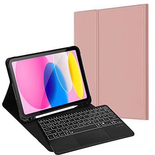 JADEMALL iPad 11 A16 Tastatur Hülle mit Touchpad und Stifthalter für für iPad 10,9 Zoll 2022/2025, Beleuchtete Wireless Bluetooth Tastatur von JADEMALL