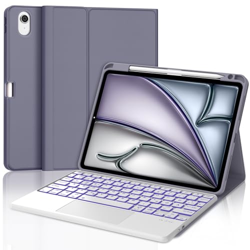 JADEMALL Tastatur iPad AIR 11 - Kabellose Tastatur mit Beleuchtung & Touchpad für iPad AIR 11 m2 2024/Air 11 m3 2025,Schutzhülle mit Pencil Halter, von JADEMALL