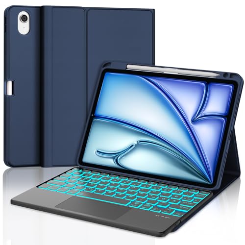 JADEMALL Tastatur iPad AIR 11 - Kabellose Tastatur mit Beleuchtung & Touchpad für iPad AIR 11 m2 2024/Air 11 m3 2025,Schutzhülle mit Pencil Halter, von JADEMALL