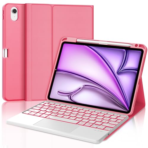 JADEMALL Tastatur iPad AIR 11 - Kabellose Tastatur mit Beleuchtung & Touchpad für iPad AIR 11 m2 2024/Air 11 m3 2025,Schutzhülle mit Pencil Halter, von JADEMALL