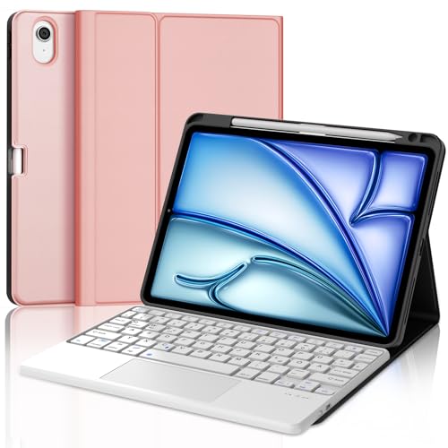 JADEMALL Tastatur iPad AIR 11 - Kabellose Tastatur mit Touchpad für iPad AIR 11 m2 2024/ Air 11 m3 2025,Schutzhülle mit Pencil Halter, QWERTZ Deutsches von JADEMALL