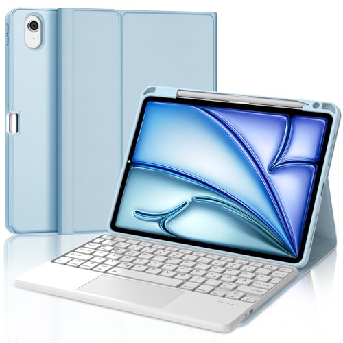 JADEMALL Tastatur iPad AIR 11 - Kabellose Tastatur mit Touchpad für iPad AIR 11 m2 2024/ Air 11 m3 2025,Schutzhülle mit Pencil Halter, QWERTZ Deutsches von JADEMALL