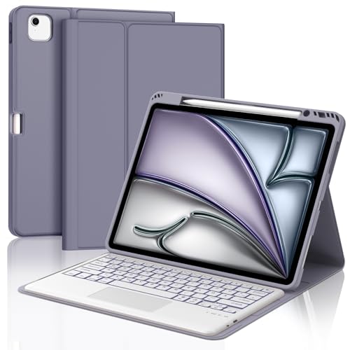 JADEMALL Tastatur iPad AIR 13 m2 - Kabellose Tastatur für iPad AIR 13 m2 2024/Air 13 m3 2025,Schutzhülle mit Pencil Halter (Lavendelviolett, 13" - Beleuchtung & Touchpad) von JADEMALL