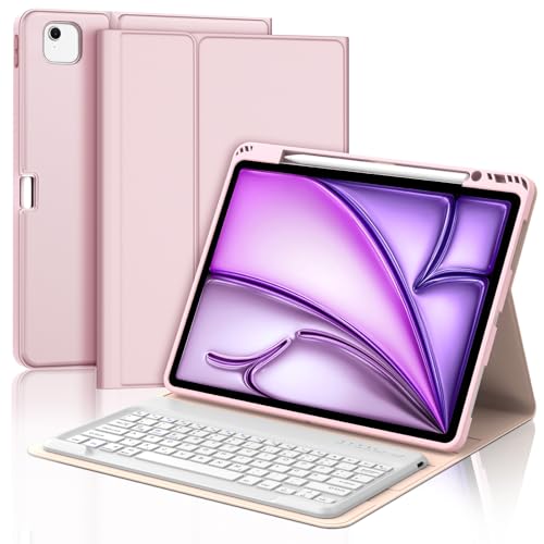 JADEMALL Tastatur iPad AIR 13 m2 - Kabellose Tastatur für iPad AIR 13 m2 2024/Air 13 m3 2025,Schutzhülle mit Pencil Halter (Sakura-Pulver, 13" - Klassiker) von JADEMALL