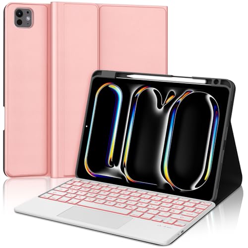 JADEMALL Tastatur iPad Pro 11 - Kabellose Tastatur mit Beleuchtung & Touchpad für iPad Pro 11 5. Gen 2024,Schutzhülle mit Pencil Halter, QWERTZ Deutsches von JADEMALL