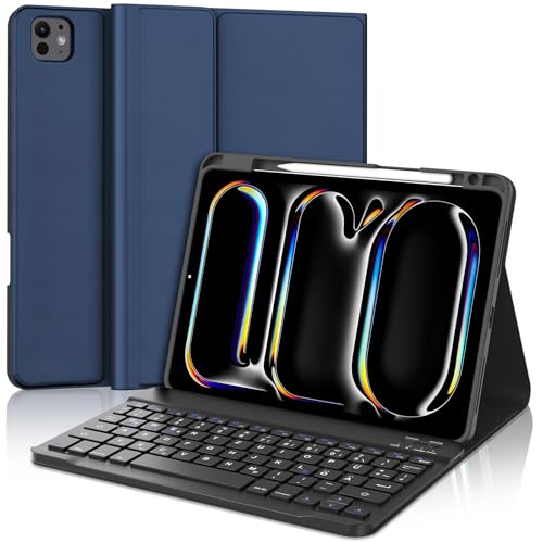 JADEMALL Tastatur iPad Pro 11 M4 - Kabellose Tastatur für iPad Pro 11 5. Gen 2024,Schutzhülle mit Pencil Halter, QWERTZ Deutsches von JADEMALL