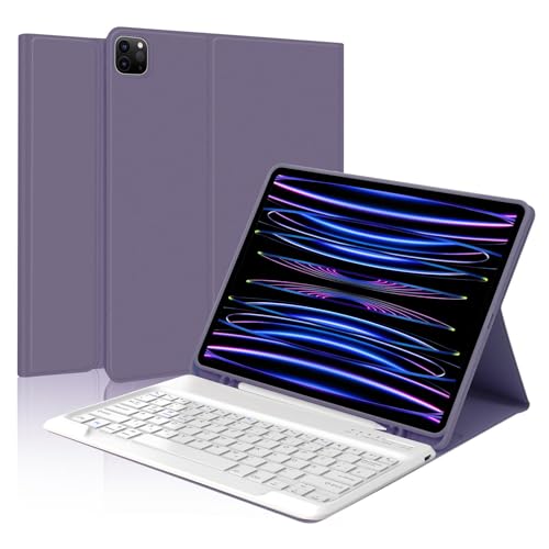 JADEMALL Tastatur iPad Pro 12.9 - Kabellose Slim Tastatur mit Ultraleichte Hülle für iPad Pro 12.9 6./5./4./3 Gen(2018/2020/2021/2022),Schutzhülle mit Pencil Halter, QWERTZ Deutsches von JADEMALL