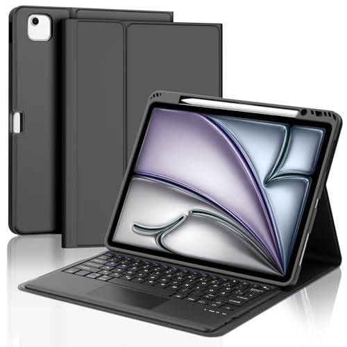 JADEMALL Tastatur iPad Pro 13 - Kabellose Tastatur mit Touchpad für iPad Pro 13 M4 2024,Schutzhülle mit Pencil Halter, QWERTZ Deutsches von JADEMALL