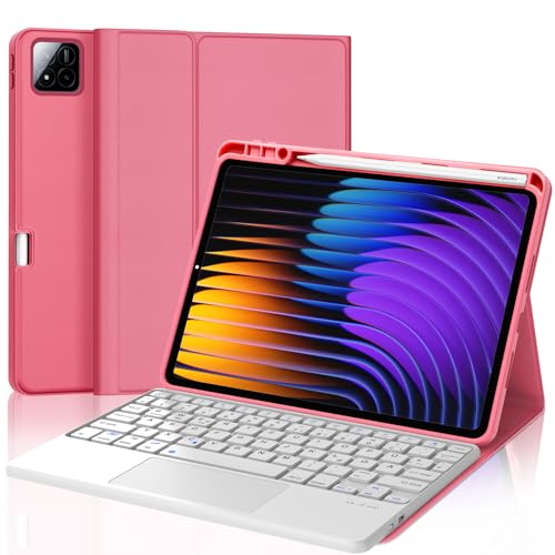 JADEMALL Xiaomi Pad 7 Pro Tastatur Hülle - für Xiaomi Pad 7/ Mi Pad 7 Pro 11,2" 2024, Wireless Bluetooth Tastatur QWERTZ Deutsch (Begonie rot - Touchpad) von JADEMALL