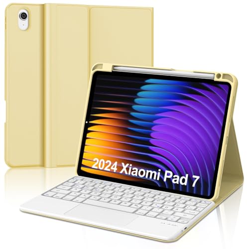 JADEMALL Xiaomi Pad 7 Pro Tastatur Hülle - für Xiaomi Pad 7/ Mi Pad 7 Pro 11,2" 2024, Multitouch-Touchpad und Tastenbeleuchtung, Wireless Bluetooth Tastatur QWERTZ Deutsch von JADEMALL