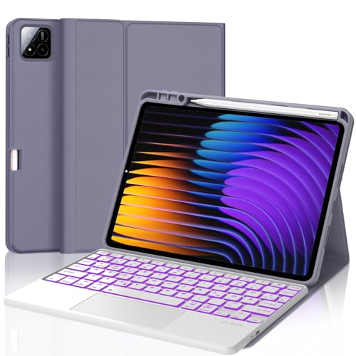 JADEMALL Xiaomi Pad 7 Pro Tastatur Hülle - für Xiaomi Pad 7/ Mi Pad 7 Pro 11,2" 2024, Multitouch-Touchpad und Tastenbeleuchtung, Wireless Bluetooth Tastatur QWERTZ Deutsch, Lavendelviolett von JADEMALL