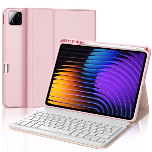 JADEMALL Xiaomi Pad 7 Pro Tastatur Hülle - für Xiaomi Pad 7/ Mi Pad 7 Pro 11,2" 2024, Wireless Bluetooth Tastatur QWERTZ Deutsch (Sakura-Pulver, 11,2" - Klassiker) von JADEMALL