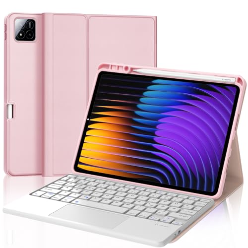 JADEMALL Xiaomi Pad 7 Pro Tastatur Hülle - für Xiaomi Pad 7/ Mi Pad 7 Pro 11,2" 2024, Wireless Bluetooth Tastatur QWERTZ Deutsch (Sakura-Pulver, 11,2" - Touchpad) von JADEMALL