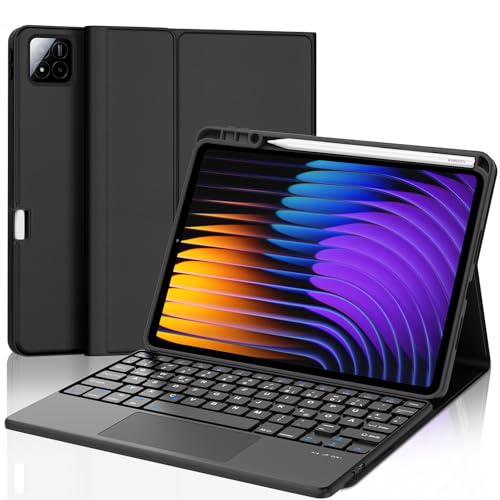 JADEMALL Xiaomi Pad 7 Pro Tastatur Hülle - für Xiaomi Pad 7/ Mi Pad 7 Pro 11,2" 2024, Multitouch-Touchpad, Wireless Bluetooth Tastatur QWERTZ Deutsch, Schwarz von JADEMALL