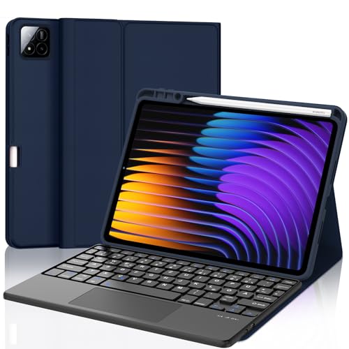 JADEMALL Xiaomi Pad 7 Pro Tastatur Hülle - für Xiaomi Pad 7/ Mi Pad 7 Pro 11,2" 2024, Wireless Bluetooth Tastatur QWERTZ Deutsch (dunkelblau - Touchpad) von JADEMALL