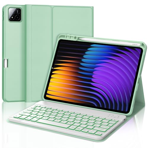 JADEMALL Xiaomi Pad 7 Pro Tastatur Hülle - für Xiaomi Pad 7/ Mi Pad 7 Pro 11,2" 2024, Wireless Bluetooth Tastatur QWERTZ Deutsch (grasgrün - Beleuchtung) von JADEMALL
