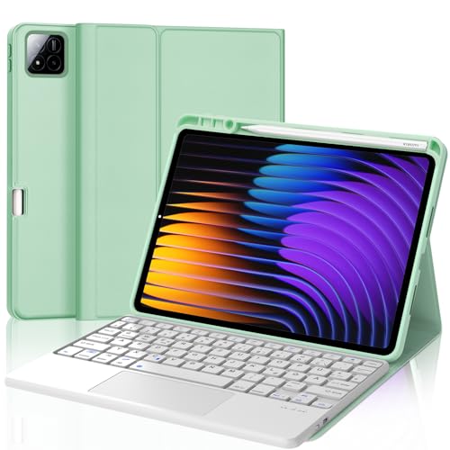 JADEMALL Xiaomi Pad 7 Pro Tastatur Hülle - für Xiaomi Pad 7/ Mi Pad 7 Pro 11,2" 2024, Wireless Bluetooth Tastatur QWERTZ Deutsch (grasgrün - Touchpad) von JADEMALL