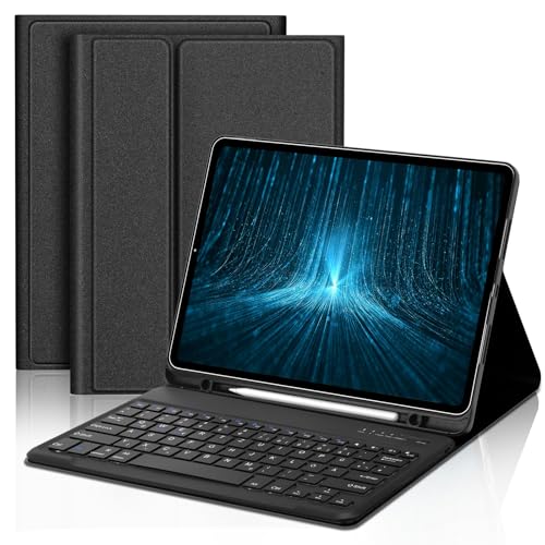 JADEMALL iPad Pro 12.9 Hülle mit Tastatur - Kabellose Slim Tastatur mit Ultraleichte Hülle für iPad Pro 12.9 6./5./4./3 Gen(2018/2020/2021/2022),Schutzhülle mit Pencil Halter, QWERTZ Deutsches von JADEMALL
