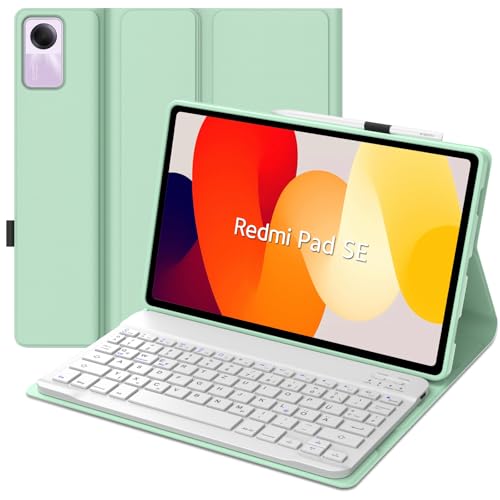 redmi pad se 11 Zoll Kabellose Tablet Tastatur QWERTZ Deutsches - Bluetooth Magnetisch ultraleichtes Tastatur-032Green von JADEMALL
