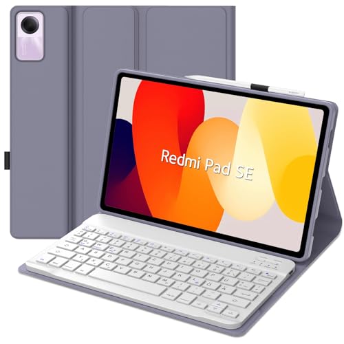 redmi pad se 11 Zoll Kabellose Tablet Tastatur QWERTZ Deutsches - Bluetooth Magnetisch ultraleichtes Tastatur-032Purp von JADEMALL