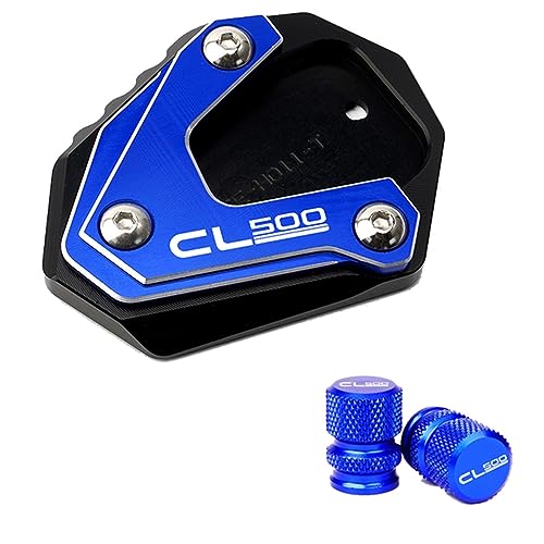 JADESA CNC Aluminium Für Honda CL500 CL 500 2023 Motorrad Ständer Fuß Seite Stehen Enlarger Pad Rad Reifen Ventil Kappen (Color : Blue Combo) von JADESA