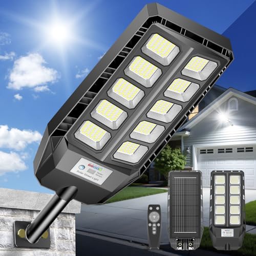 JADIDIS 2200W Solarlampen für Außen mit Bewegungssensor Solar Straßenlaterne Solarlampen für Außen 330 Pro-Grade LEDs 4 Modi IP67 Wasserdichte -20~60 °C geringem Verlust 6500K 240° Weitwinkel von JADIDIS
