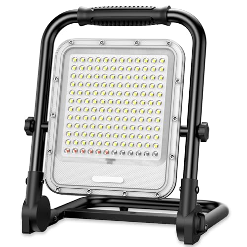 JADIDIS 400W Led Baustrahler Akku 4 Modi Arbeitsleuchte 42000LM 32000mAh USB-Wiederaufladbar mit 132*COB-Chips, IP66 Wasserdicht Led Strahler, Campinglampe Tragbar für Werkstatt oder Baustelle, Garage von JADIDIS