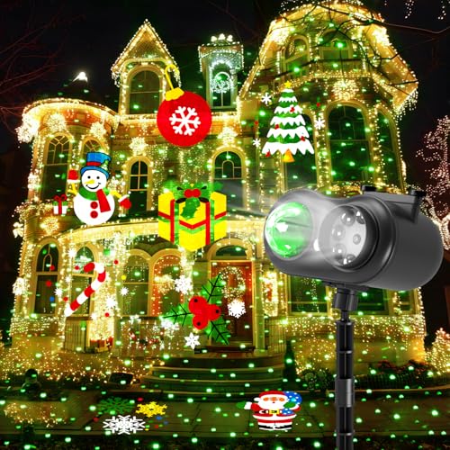 Laser Weihnachten Projektor Außen, Doppelter Kopf Dynamische Led Weihnachts Schneeflocken Projektor Aussen, Wasserdicht Weihnachtsprojektor Outdoor mit Fernbedienung für Garten Fenster Wand Tree von JADIDIS