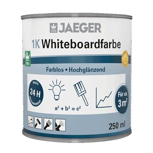 Jaeger 1K-Whiteboardfarbe 396 farblos hochglänzend, 250 ml (reicht für ca. 3 qm) von Jaeger