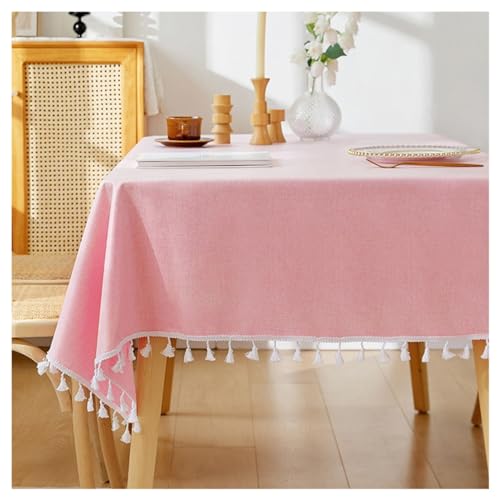 Rechteckig Tischdecke Baumwolle Leinen Tischläufer Abwaschbar Tischtuch Tischwäsche For Küche, Esszimmer, Esstisch, Couchtisch, Party, Geburtstag, Hochzeit Gartentisch ( Color : Pink , Size : 110*160c von JAELA