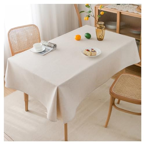 Rechteckig Tischdecke Baumwolle Leinen Tischläufer Abwaschbar Tischtuch Tischwäsche for Küche, Esszimmer, Esstisch, Couchtisch, Party, Geburtstag, Hochzeit Gartentisch (Color : Beige, Size : 140x280 von JAELA