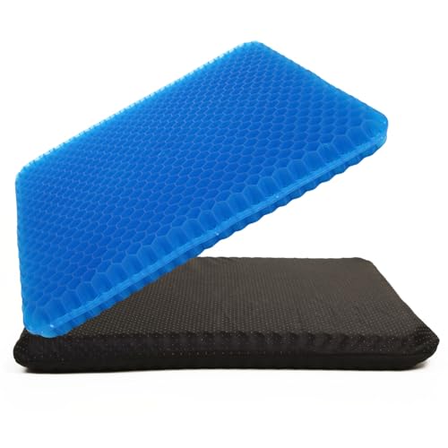 Gel-Sitzkissen für langes Sitzen (Super groß & dick), Gel-Stuhlkissen für ältere Menschen Druckentlastung, Bürostuhl, Rollstuhl, Schreibtischstuhl, Autositz, Couch, Stadion, Flugzeug Sitzpolster von JAEMEYEM
